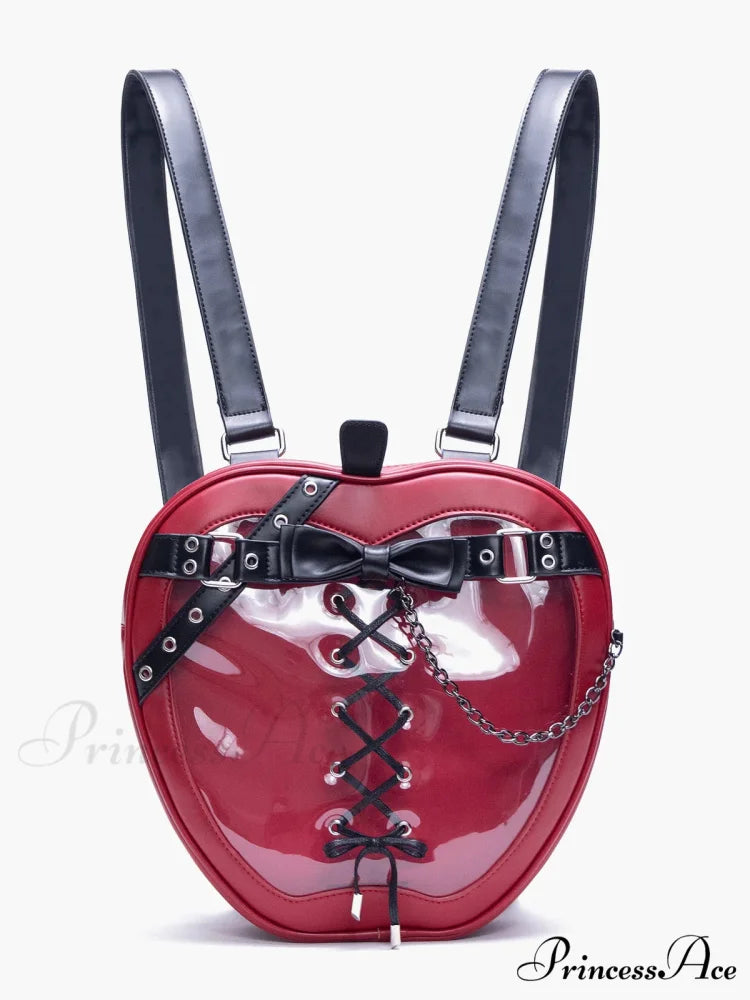 Hiatus Dark Belt Chain Apple Shoulder Gothic Strap Bow Backpack Bag Red