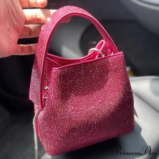 High-end Designer Evening Clutch Women Sparkling Small Bag rose red / Mini(Max Length<20cm) clutchbag-250126