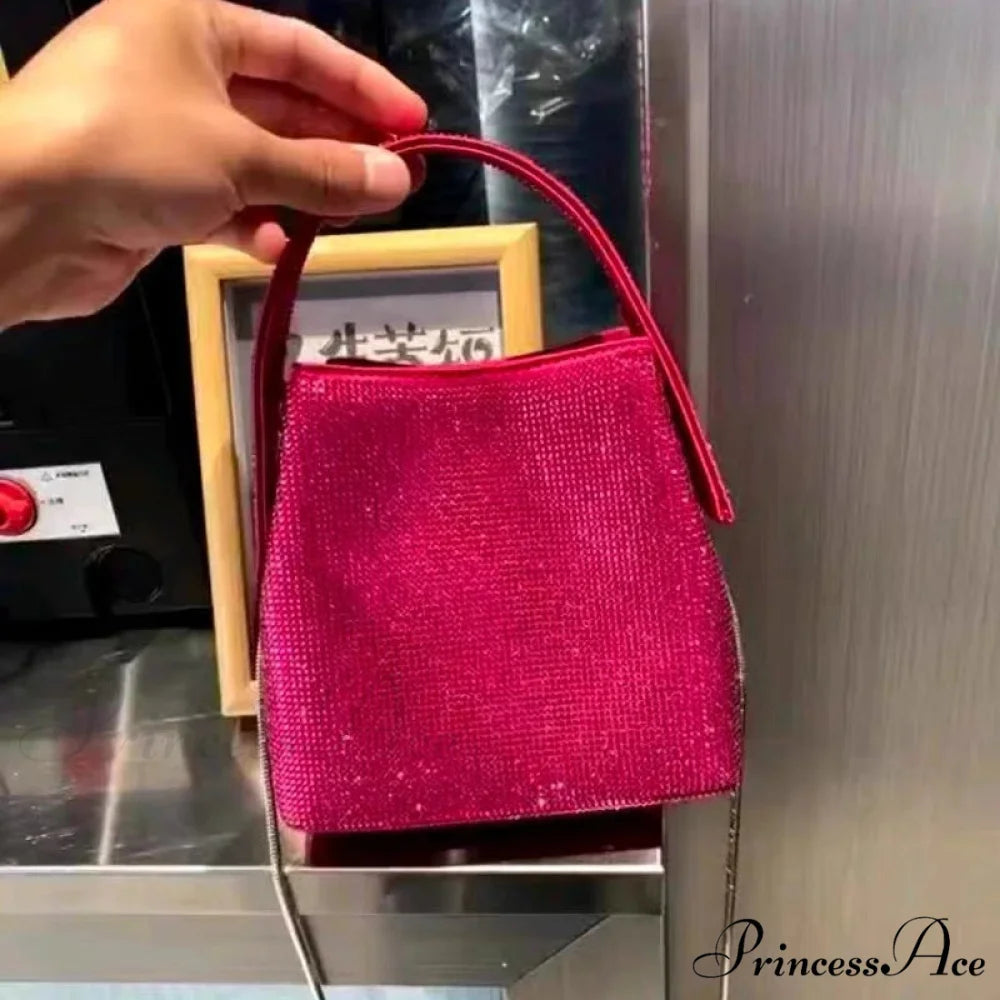 High-end Designer Evening Clutch Women Sparkling Small Bag rose red / Mini(Max Length<20cm) clutchbag-250126