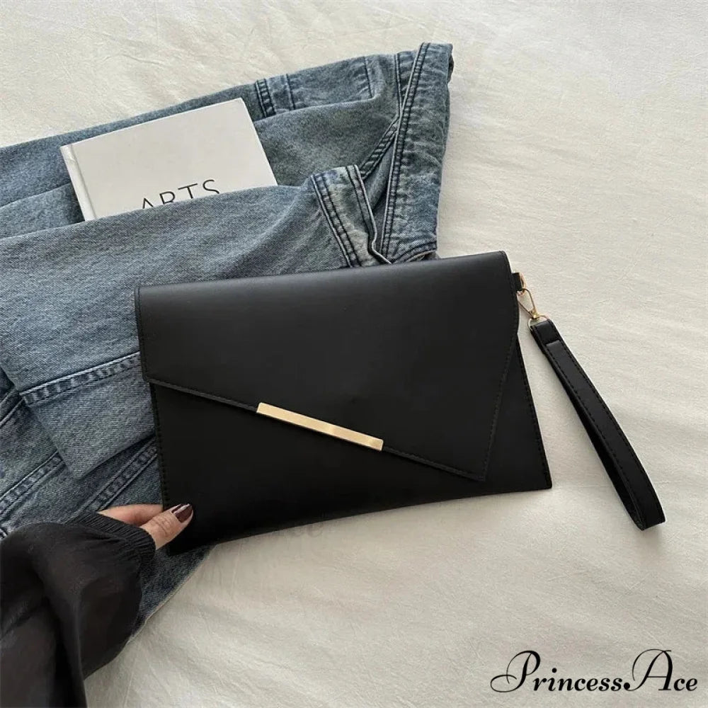 High-end PU Leather Designer Wristlet (30cm / black clutch bag wristlet-250126