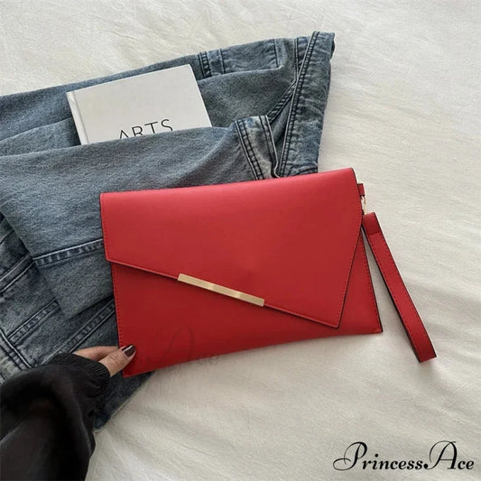 High-end PU Leather Designer Wristlet (30cm / red clutch bag wristlet-250126