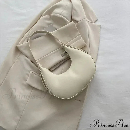 High-end PU Leather Petite Shoulder Clutch Bag White shoulder-250126