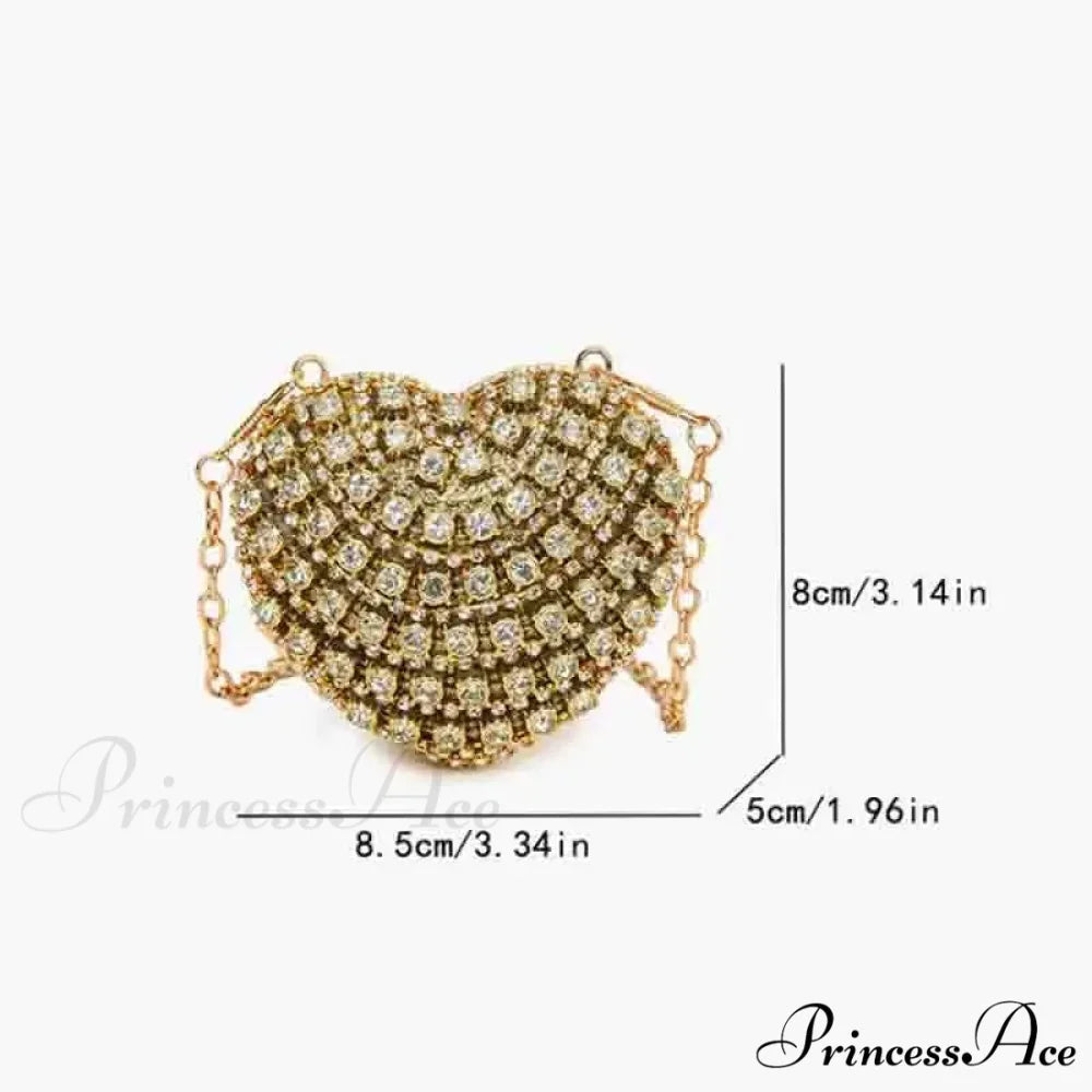 High-end Small Diamond Heart Shape Crystal Clutch Purse clutchbag-250126