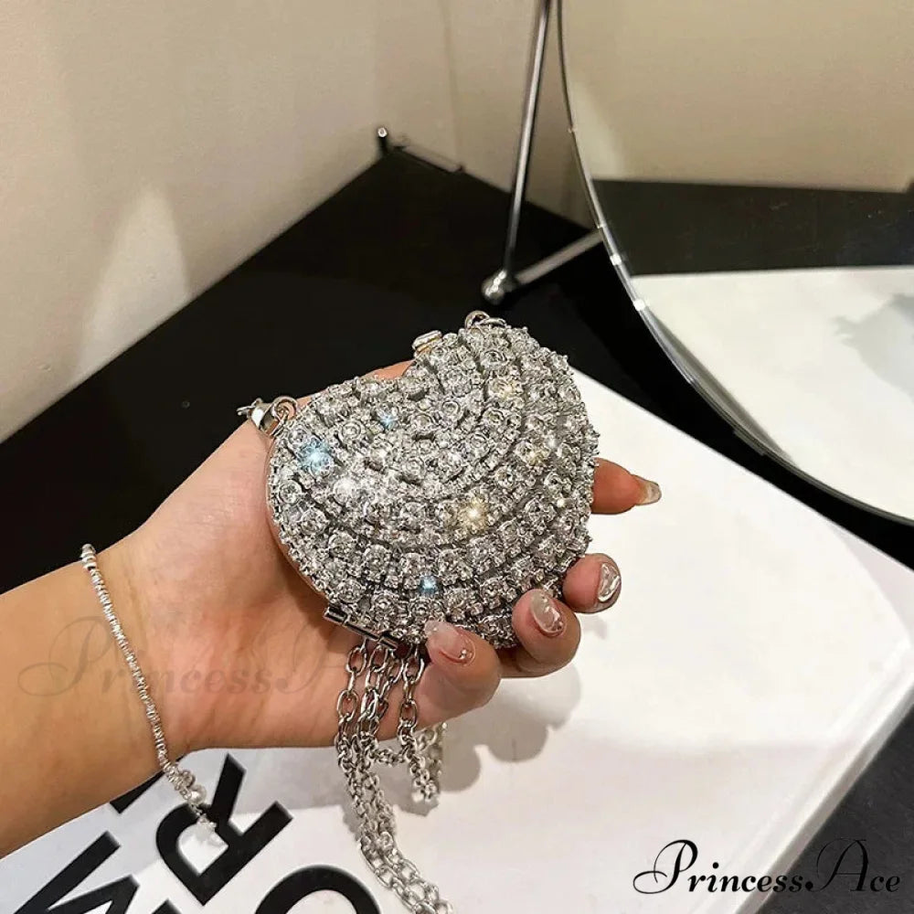 High-end Small Diamond Heart Shape Crystal Clutch Purse clutchbag-250126