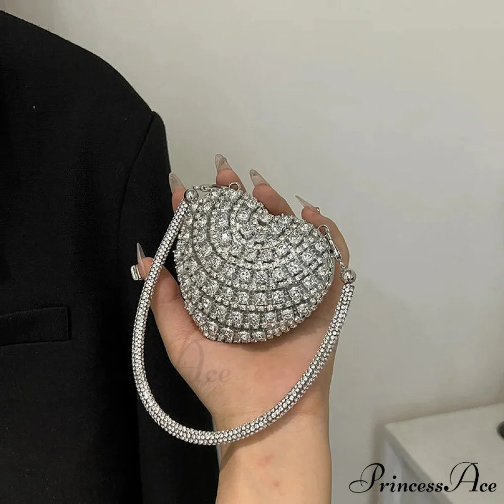 High-end Small Diamond Heart Shape Crystal Clutch Purse clutchbag-250126