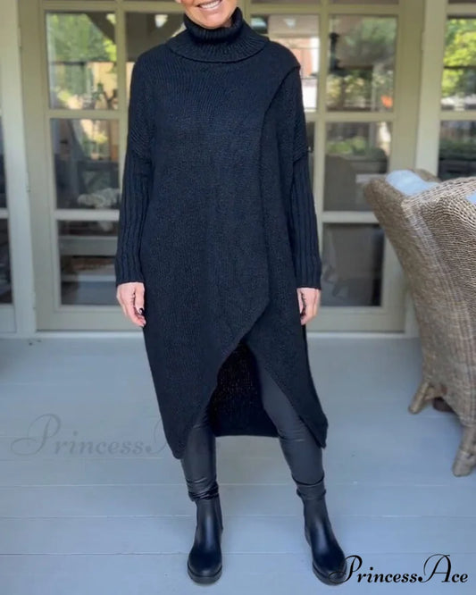 High Long Neck Pullover Black / S