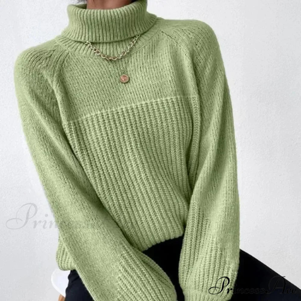 High-neck Crisscross Jacquard Pullover swraters-241228