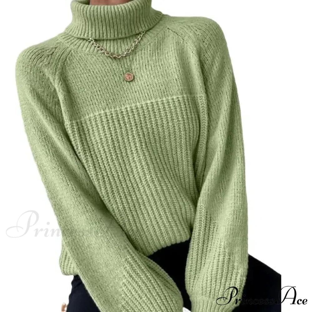 High-neck Crisscross Jacquard Pullover swraters-241228