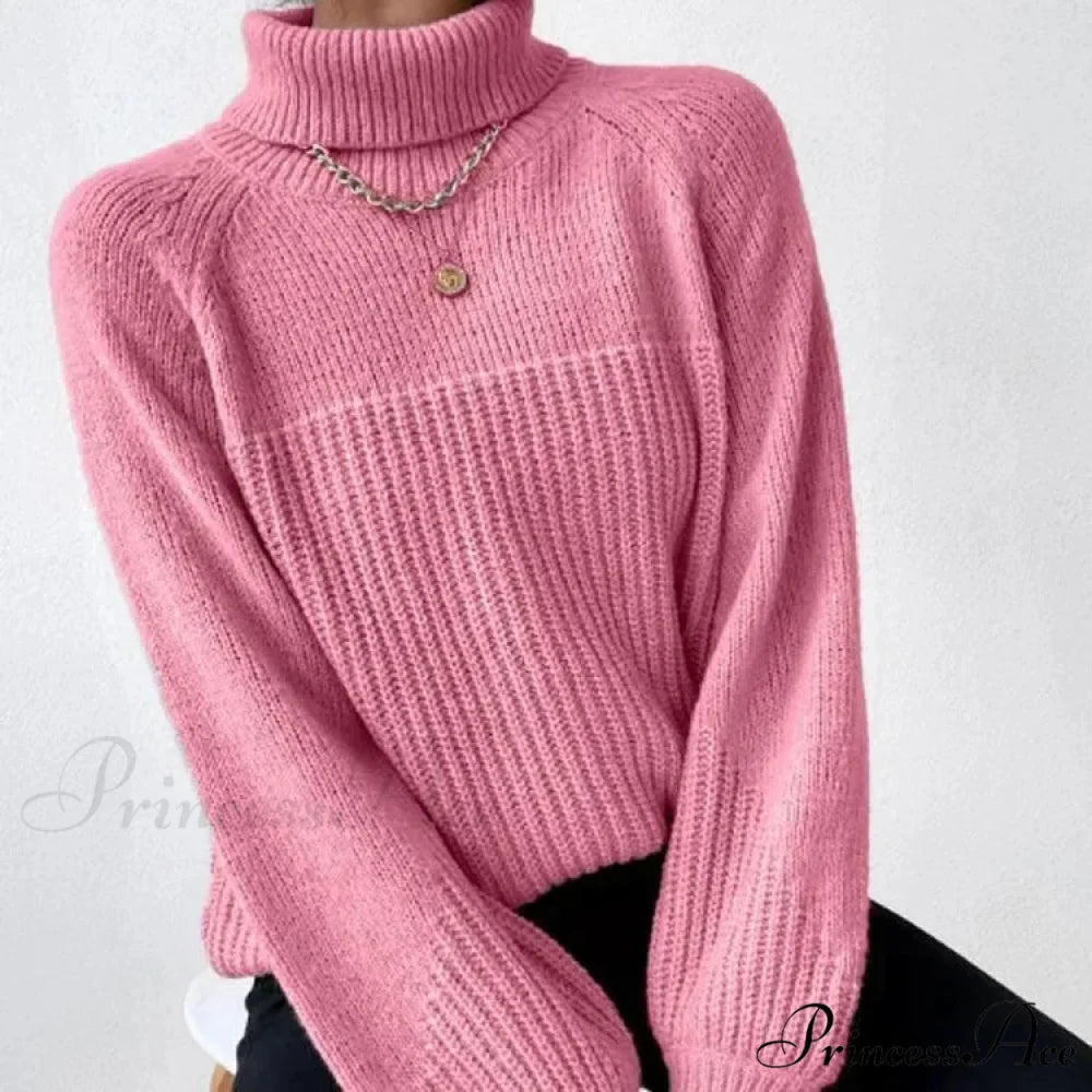 High-neck Crisscross Jacquard Pullover swraters-241228