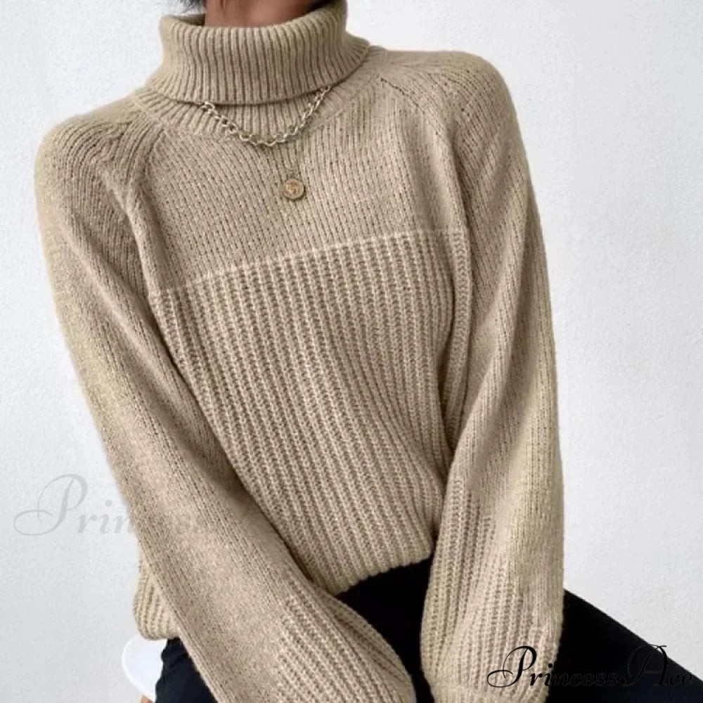 High-neck Crisscross Jacquard Pullover swraters-241228