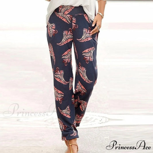 High Waist 3D Printing Trousers Long Pants green / S