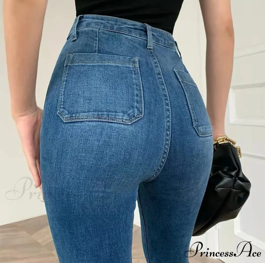 High Waist Flared Skinny Jeans