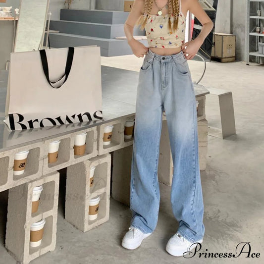 High Waisted Casual Streetwear Gradient Jeans