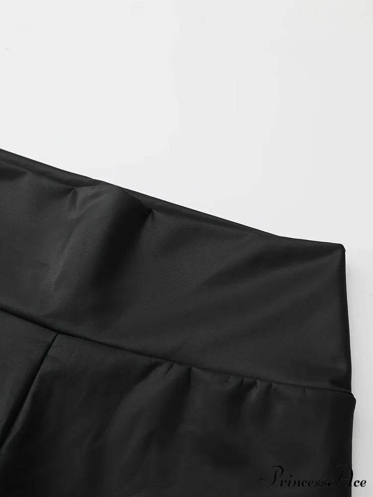 High Waisted Elastic PU Leather Sexy Slim Fit Legs Pants