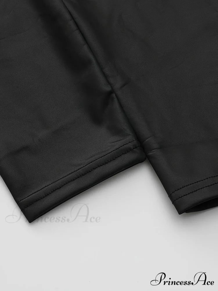 High Waisted Elastic PU Leather Sexy Slim Fit Legs Pants