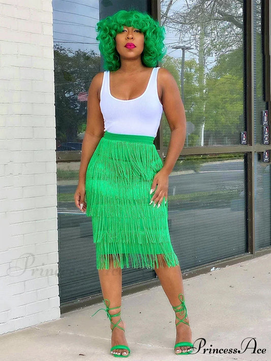 High Waisted Graceful Clashing Star Jeans Green / M