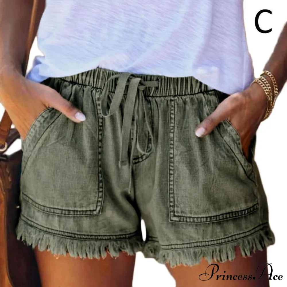 High Waisted Large Size XXL Short Green / XS