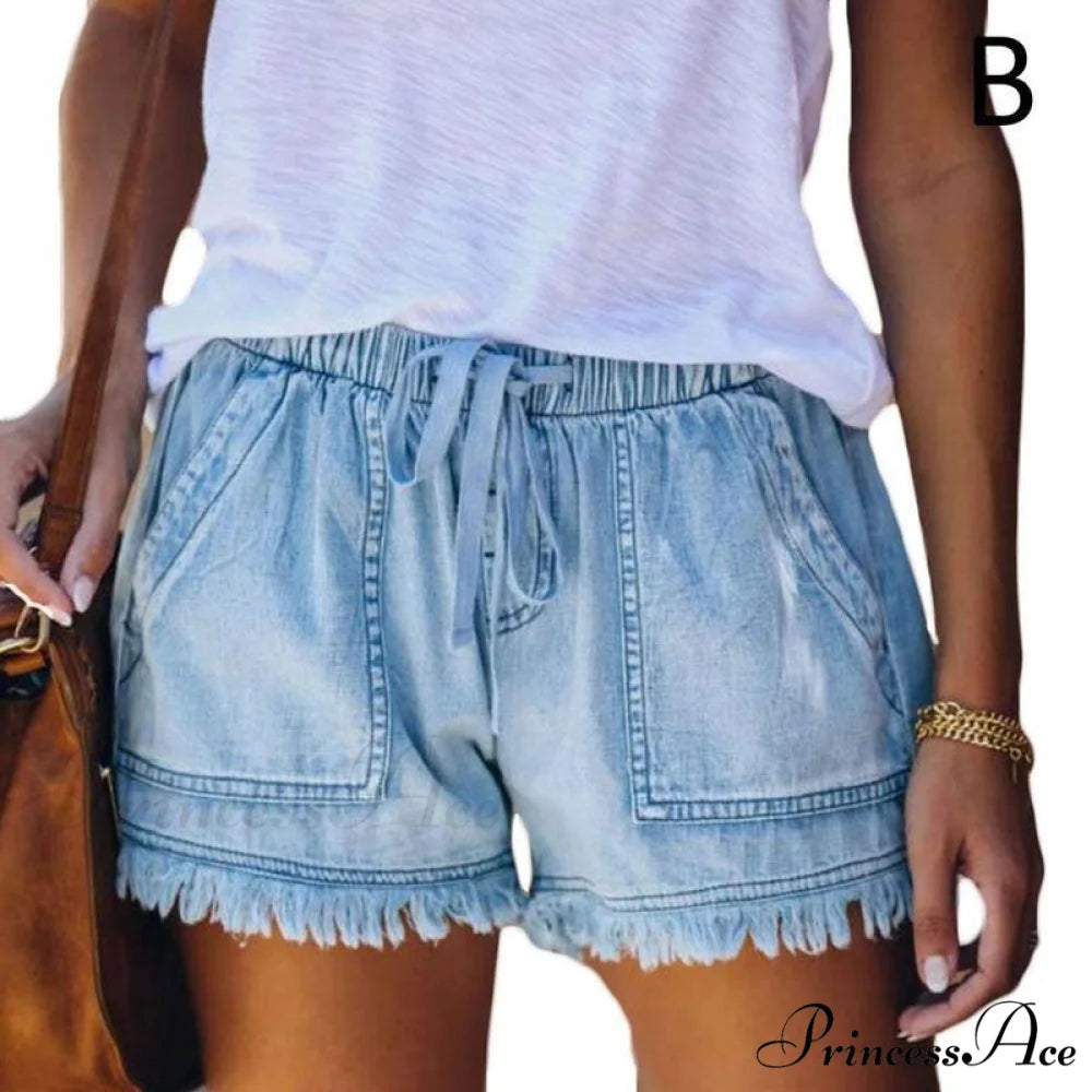 High Waisted Large Size XXL Short Sky blue / XS