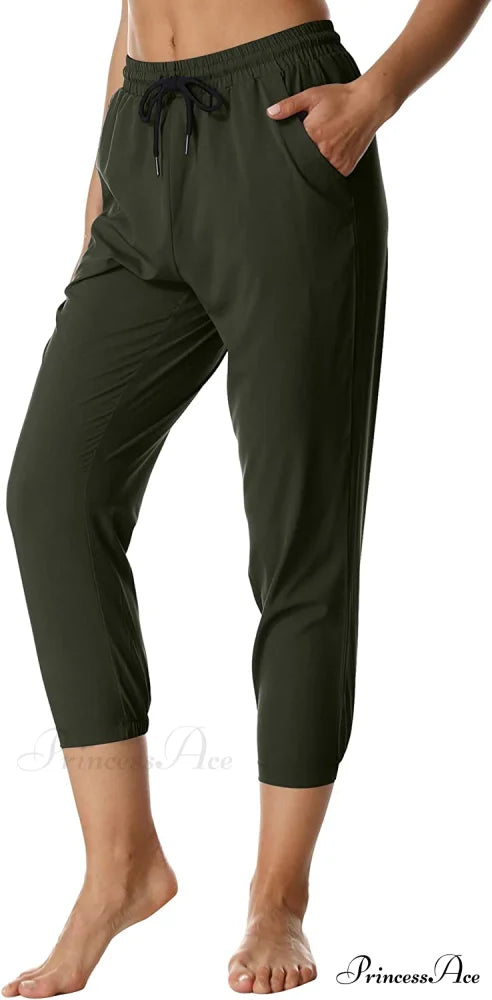 Hiking Capris Pants Outdoor Quick Dry Cargo Cropped Pants Capri-army Green / Small