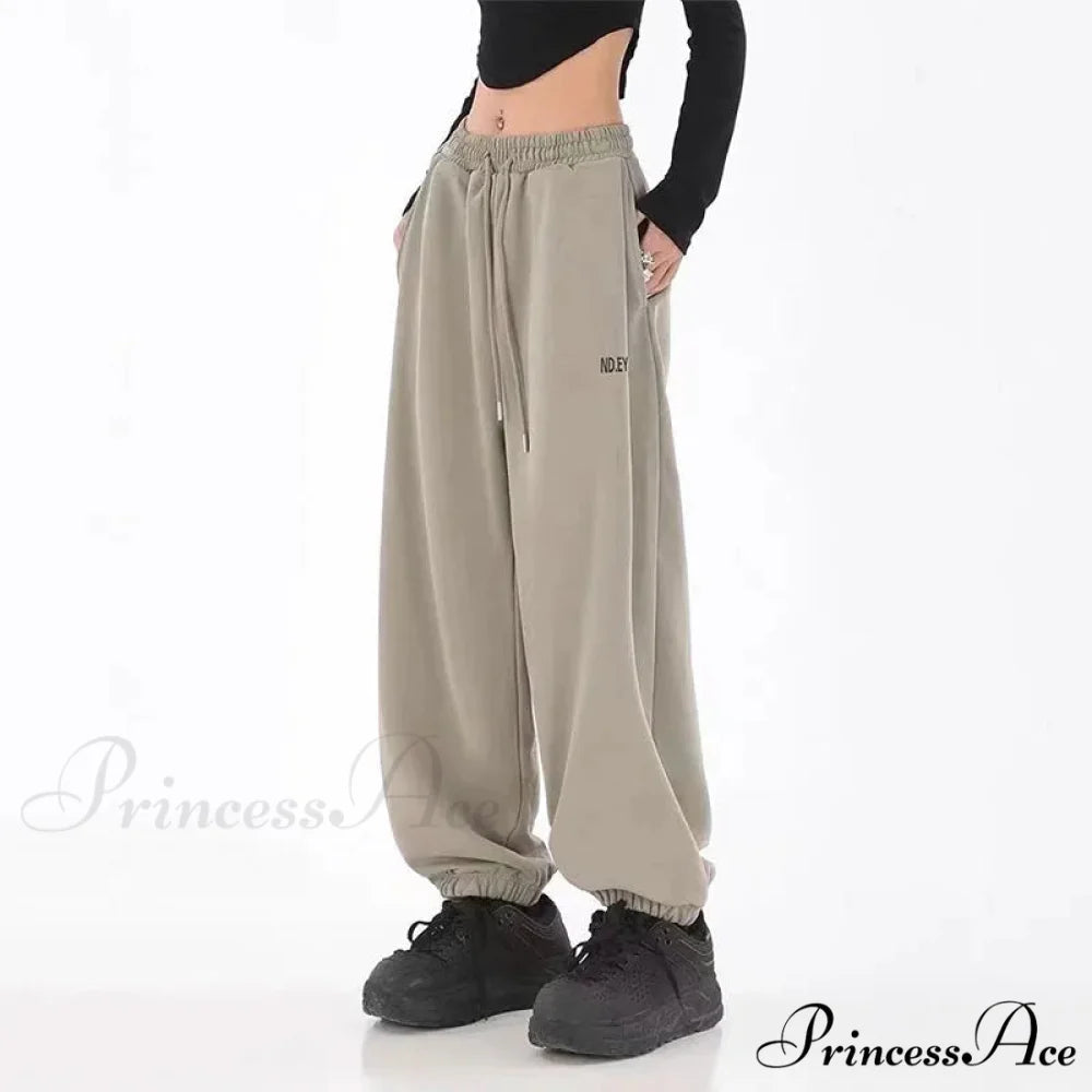 Hip Hop Message Drawstring Running Trousers pants-241228