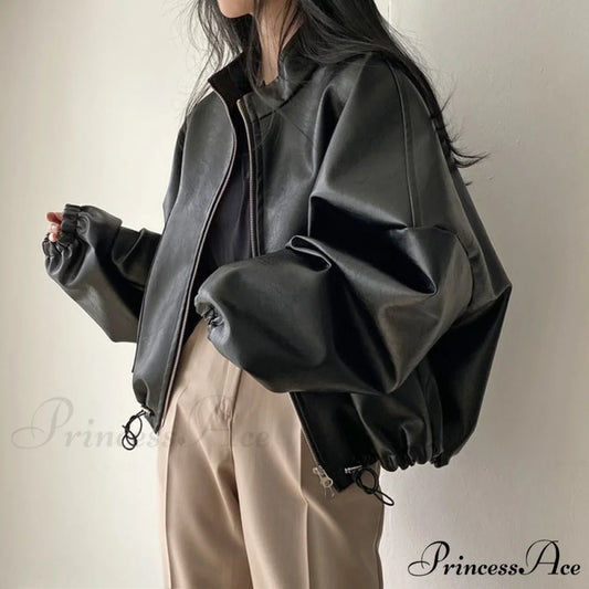 Hip Hop Personalized PU Leather Jacket Black / One Size