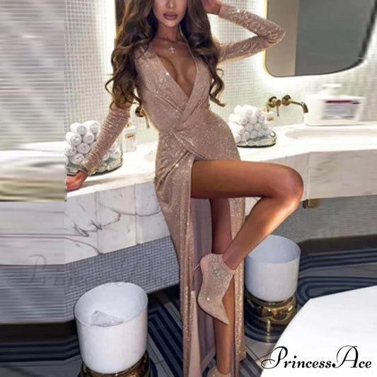 Hollow Out Slim Boho Long Dresses 06 Champagne / S