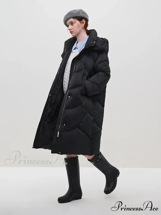 Hooded Long Thick Winter Khaki Temperament Detachable Cozy Stylish Coat Black / XXS