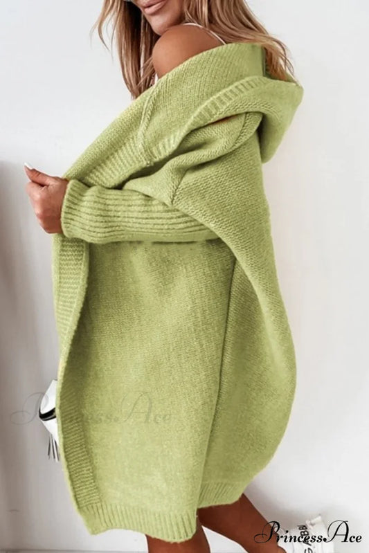 Hoodie Front Open Cardigan Apple Green / S