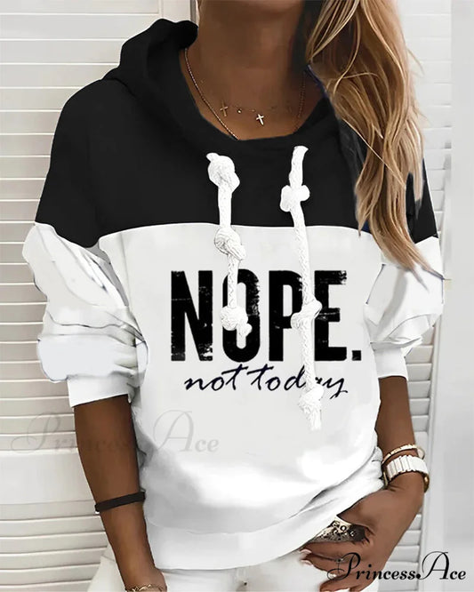 Hoodie Letter Casual with Print White / S