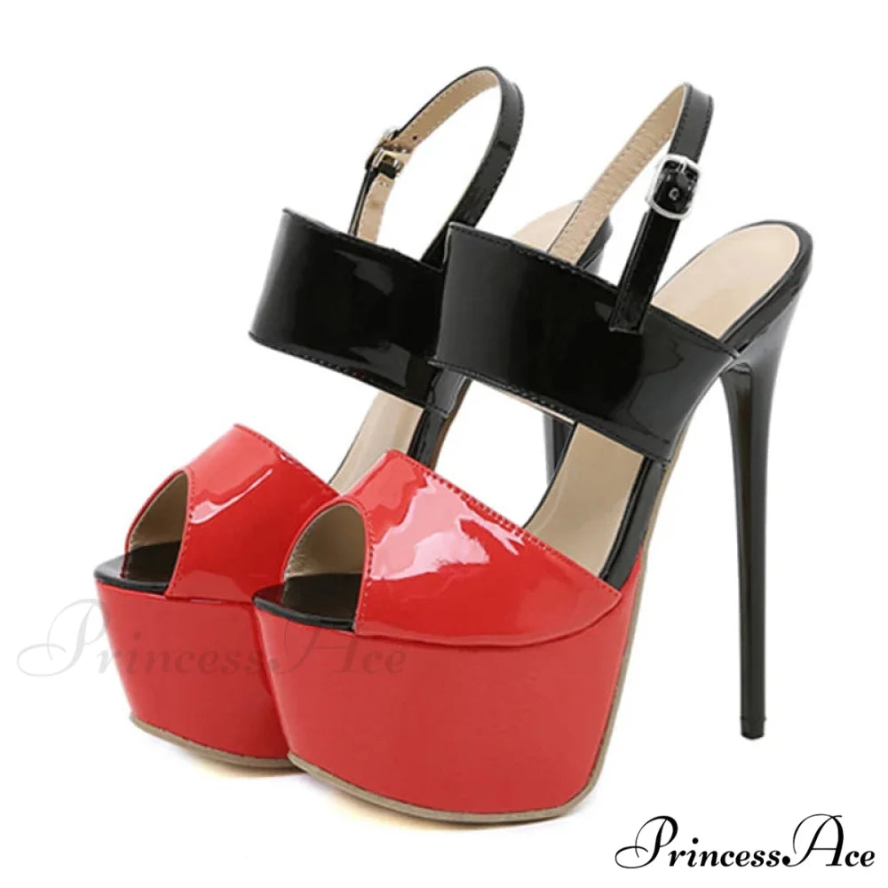 Hot-Sales Summer Sexy 17CM Sandals High-HeelsFashion Open-Toe Buckles Nightclub Party Black High Heel Black / 35