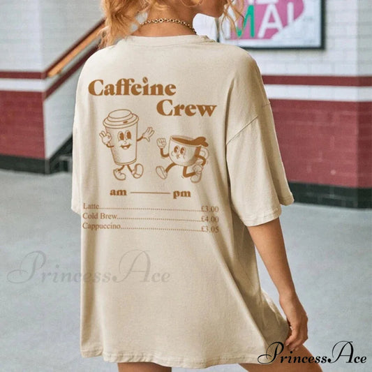 Humorous Coffee T-shirt Khaki / S t-shirt-250223