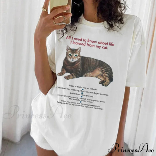 Humorous Feline Mother Short Sleeve Tee WHITE / S t-shirt-250223