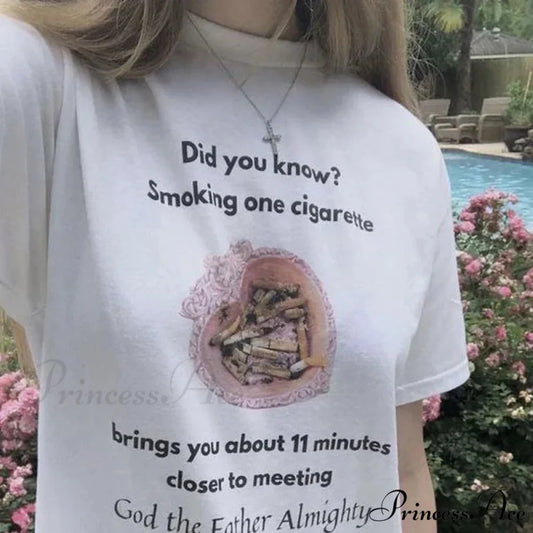 Humorous Smoking Cigarette Meme Graphic T-shirt WHITE / S t-shirt-250223
