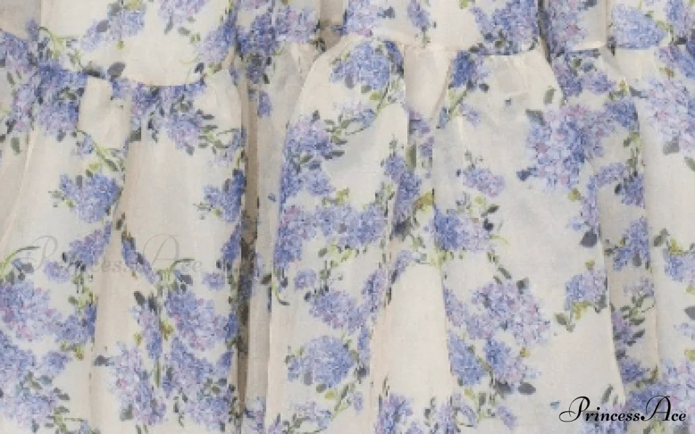 Hydrangea Tender Floral Charming Maxi Tie-Strap Dress