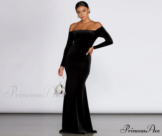 Ida Velvet Stylish Formal Gown BLACK / XS