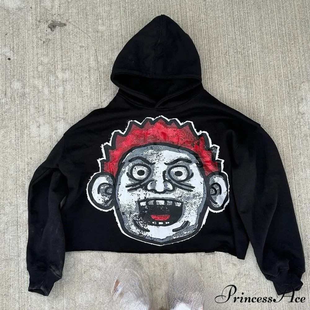 Illustrated Graphic Enormous Hoodie black 1 / S hoodies-241228