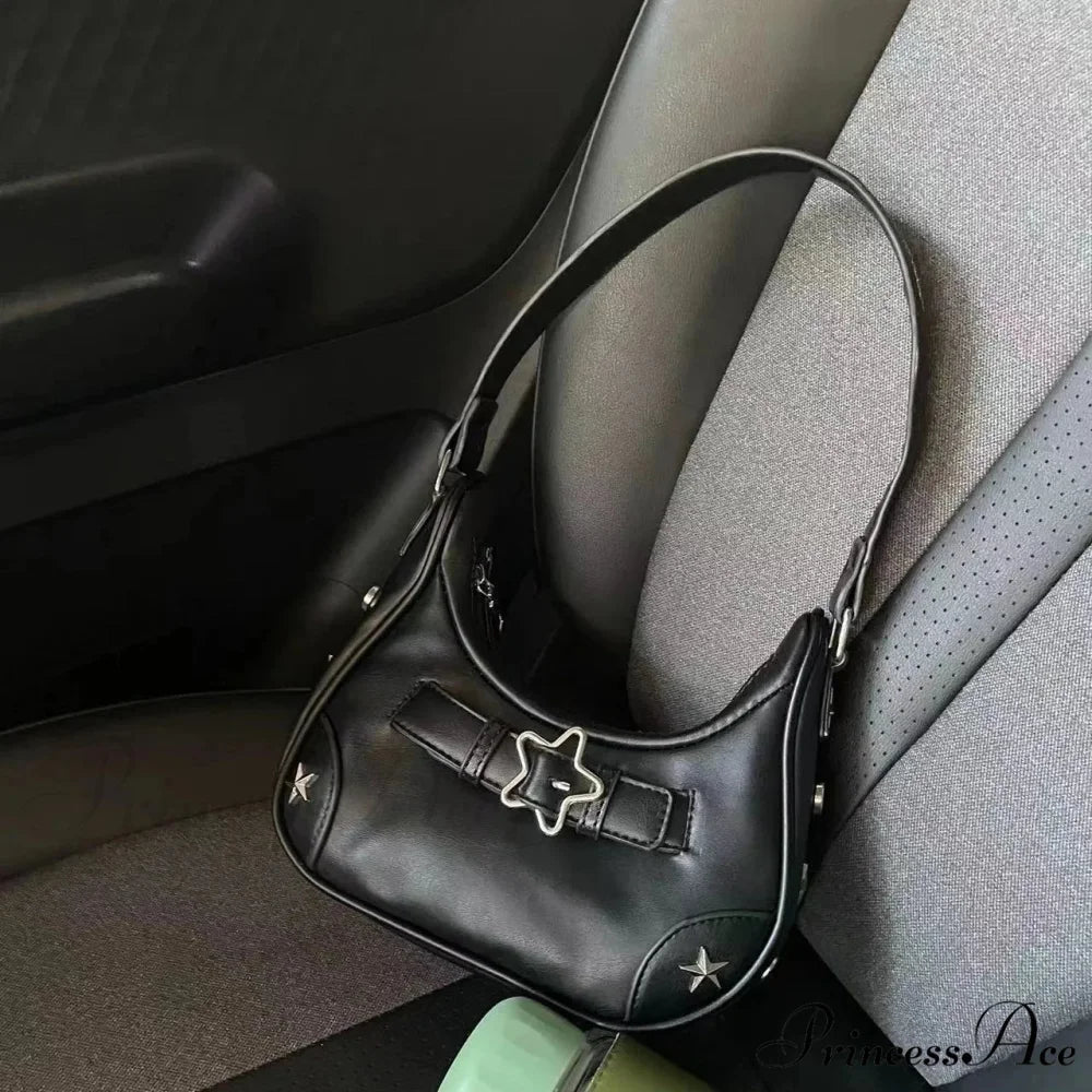 Informal Adorable Ivory Star Shoulder Purse Black shoulder-250126