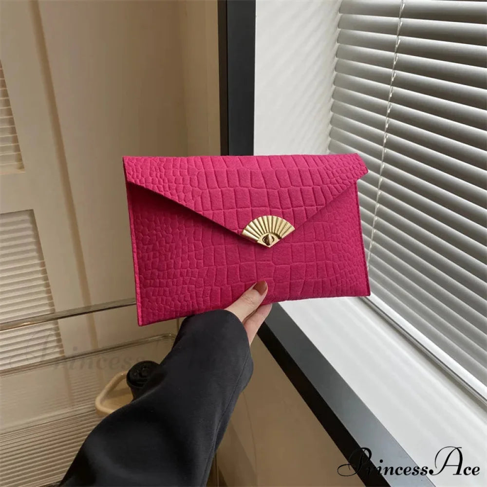 Informal Basic Felt Envelope Clutch Wristlet wristlet-250126