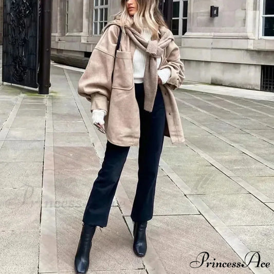 Informal Dromedary Woolen Baggy Overcoat overcoats-241228