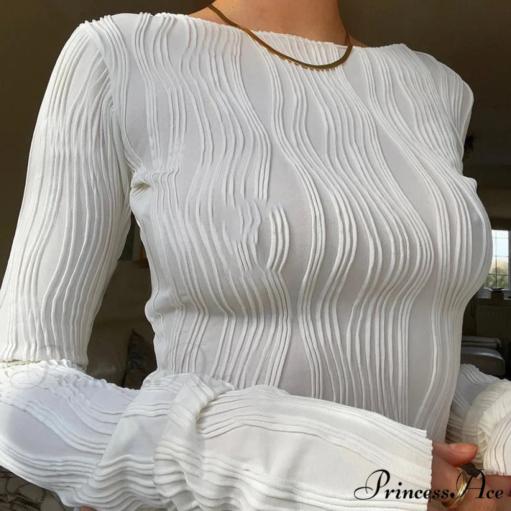 Informal Gathered Extended Sleeve Top Jumper WHITE / S swraters-241228