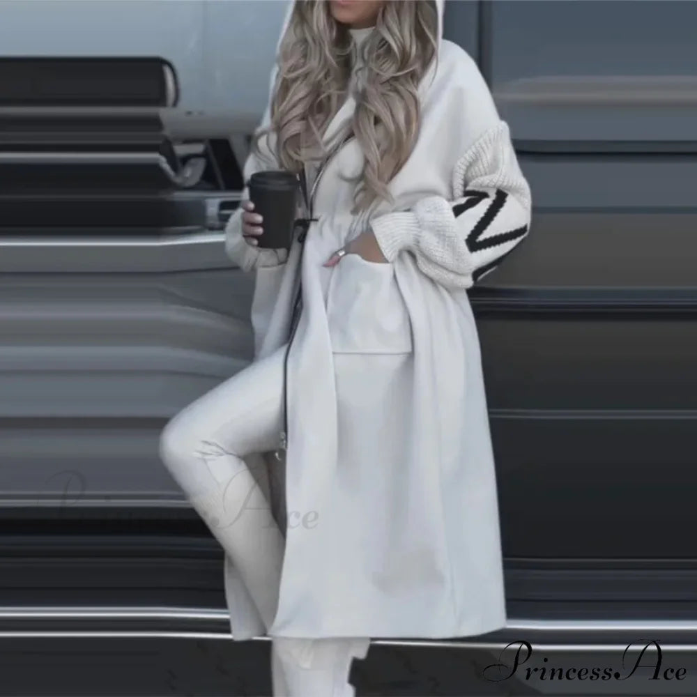 Informal Lengthy Patchwork Lace-Up Overcoat overcoats-241228