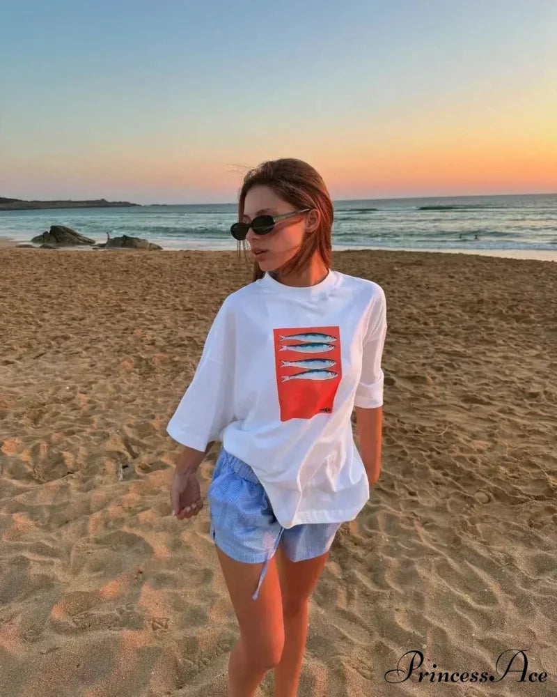 Informal Lotus Peepers Graphic T-shirt white3 / S t-shirt-250223