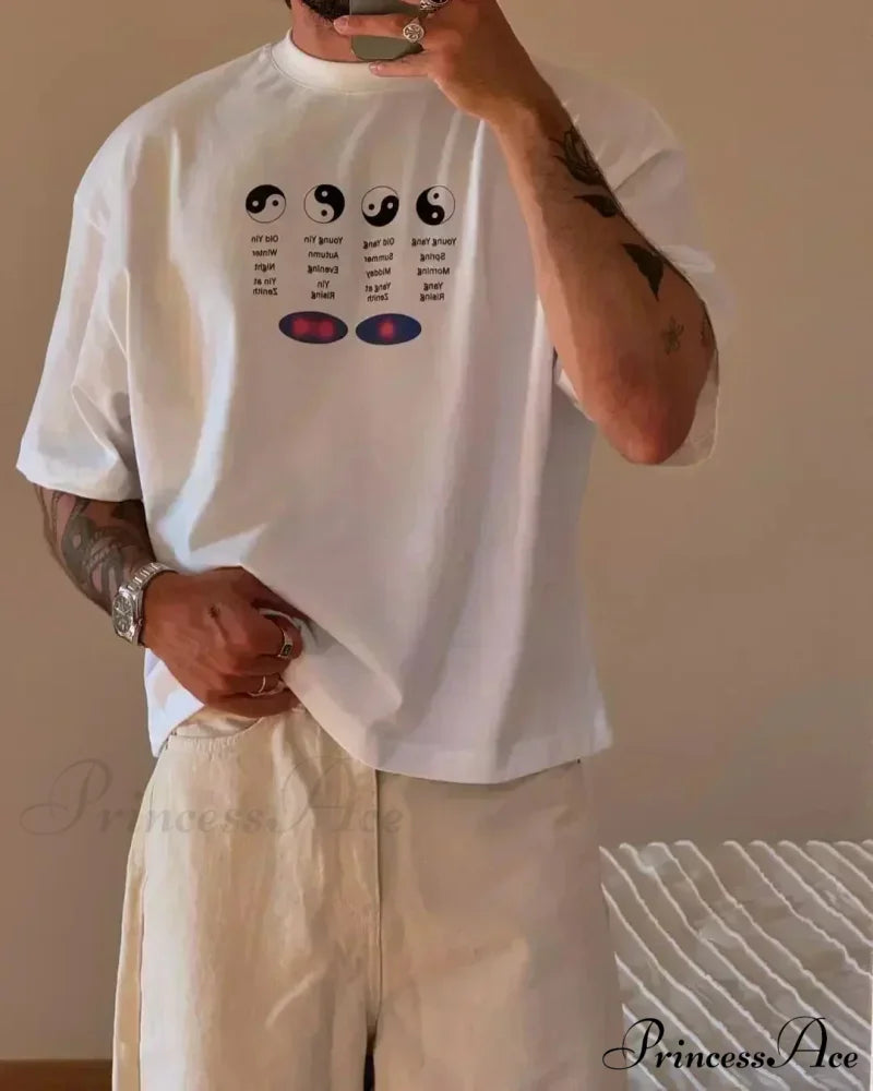 Informal Lotus Peepers Graphic T-shirt white4 / S t-shirt-250223