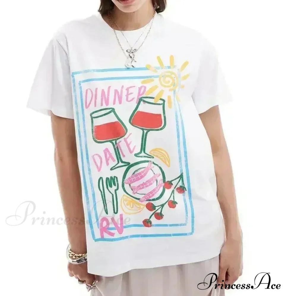Informal Lotus Peepers Graphic T-shirt white6 / S t-shirt-250223