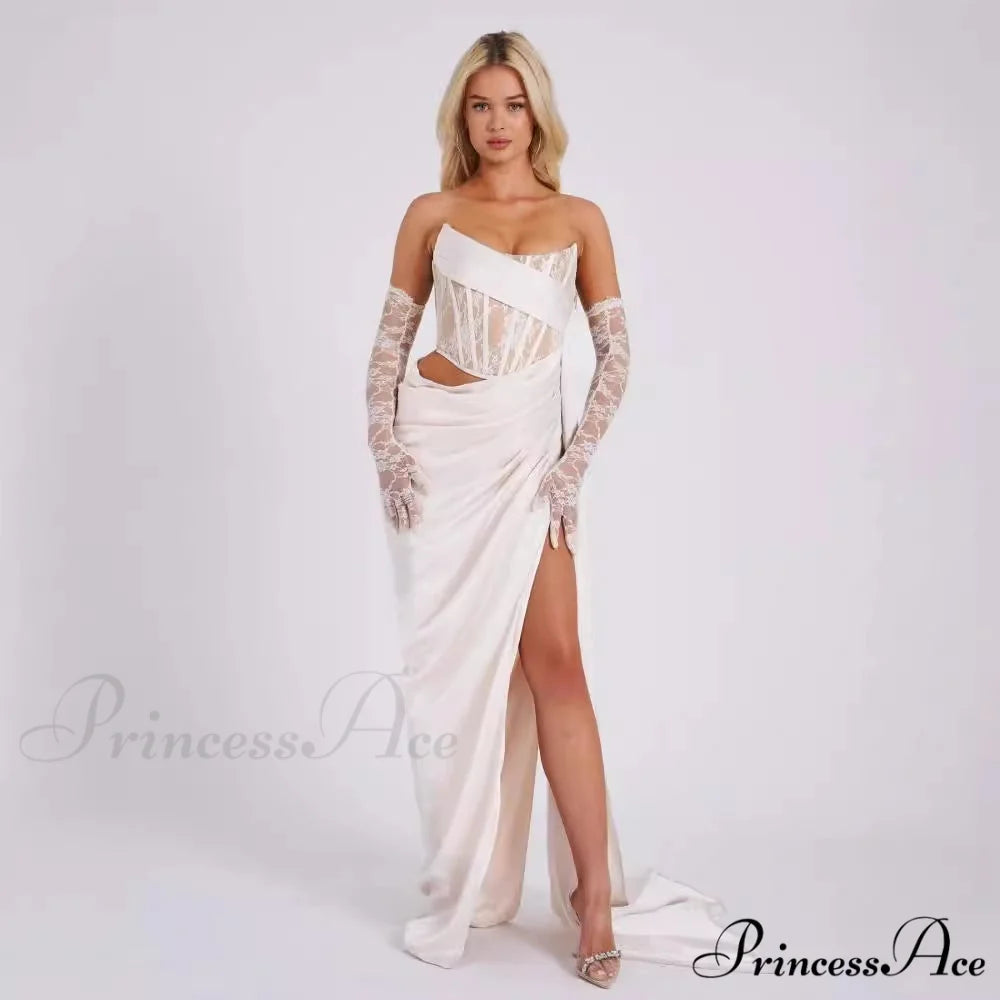 Informal Seductive Ebony Strapless Bandage Prom Gown promdress-250223