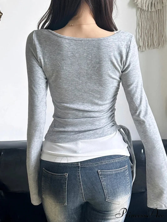 Informal Slim Wrap Sweet Square Neckline Knit Top knittop-250126
