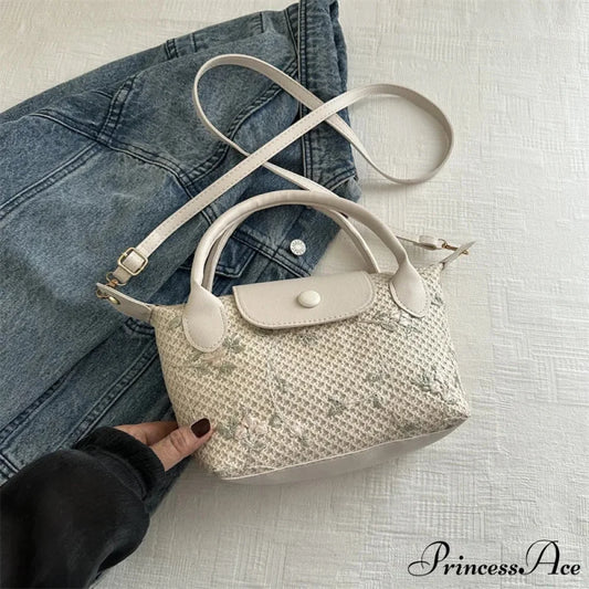 Informal Straw Crossbody Bag Journey Beach Purse Beige / 20.5x13.5x10cm handbag-250126