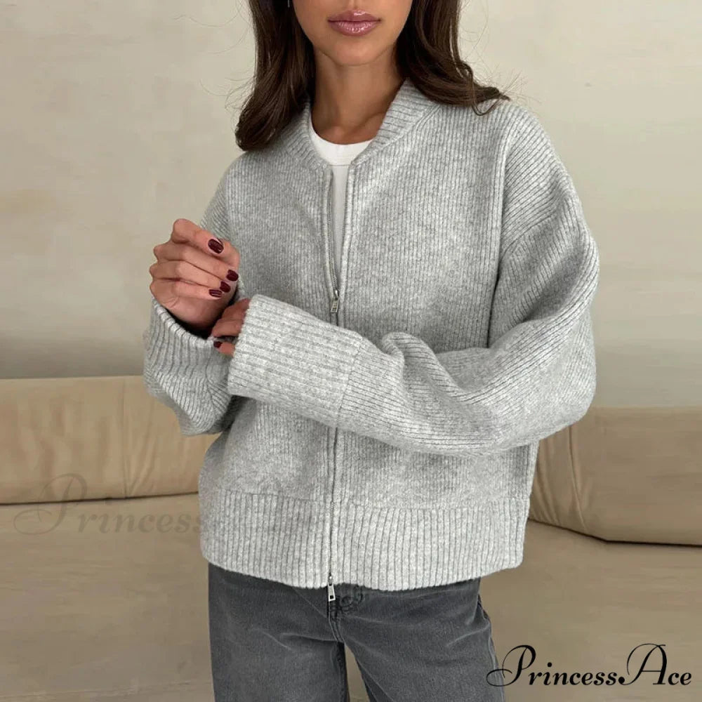 Informal Strong Narrow Zipper Cardigan Grey / S cardigans-241228
