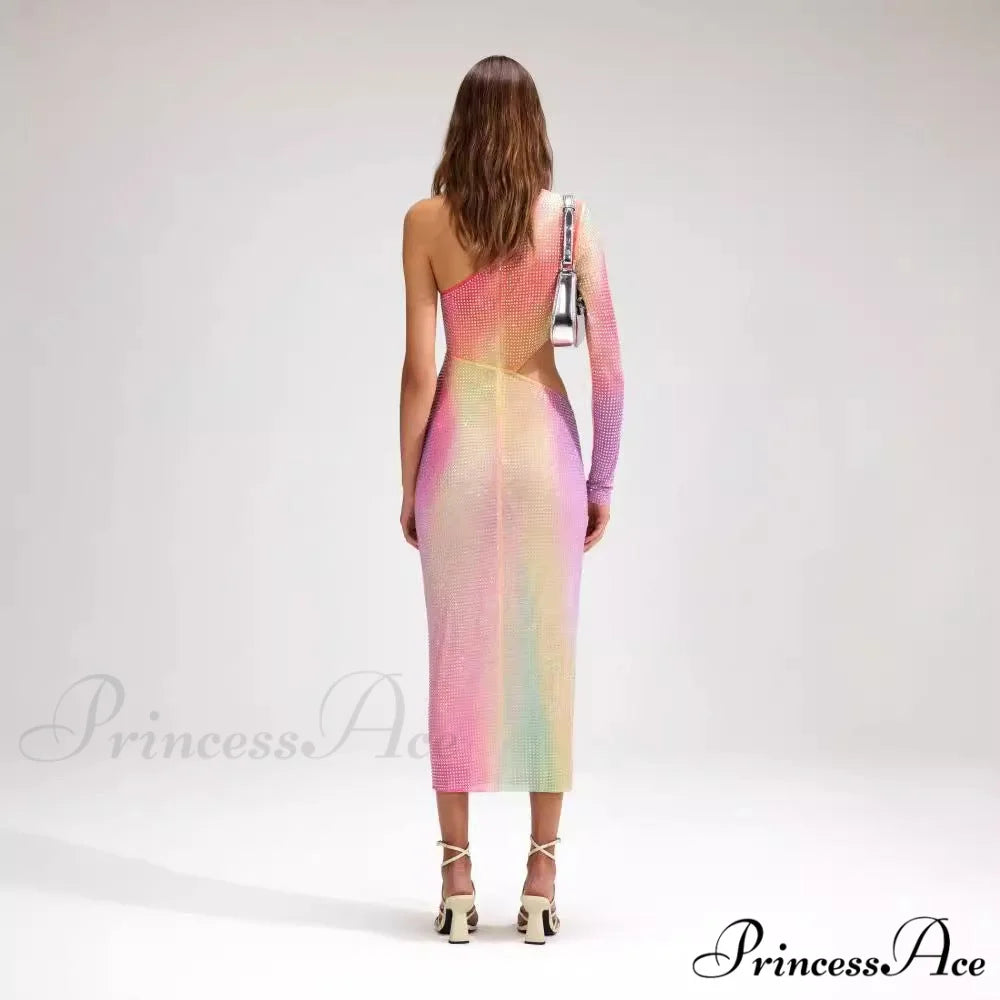 Irregular Off-The-Shoulder Vibrant Luxury Prom Gown promdress-250223