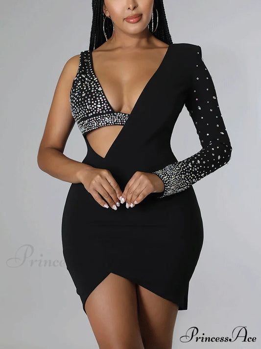 Irregular PU Graceful Skirt With Belt Black / S